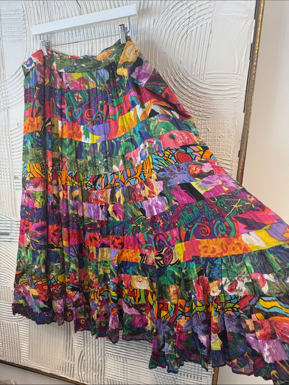 Colorful Abstract Patchwork Maxi Skirt N0544 - Picture 7 of 9